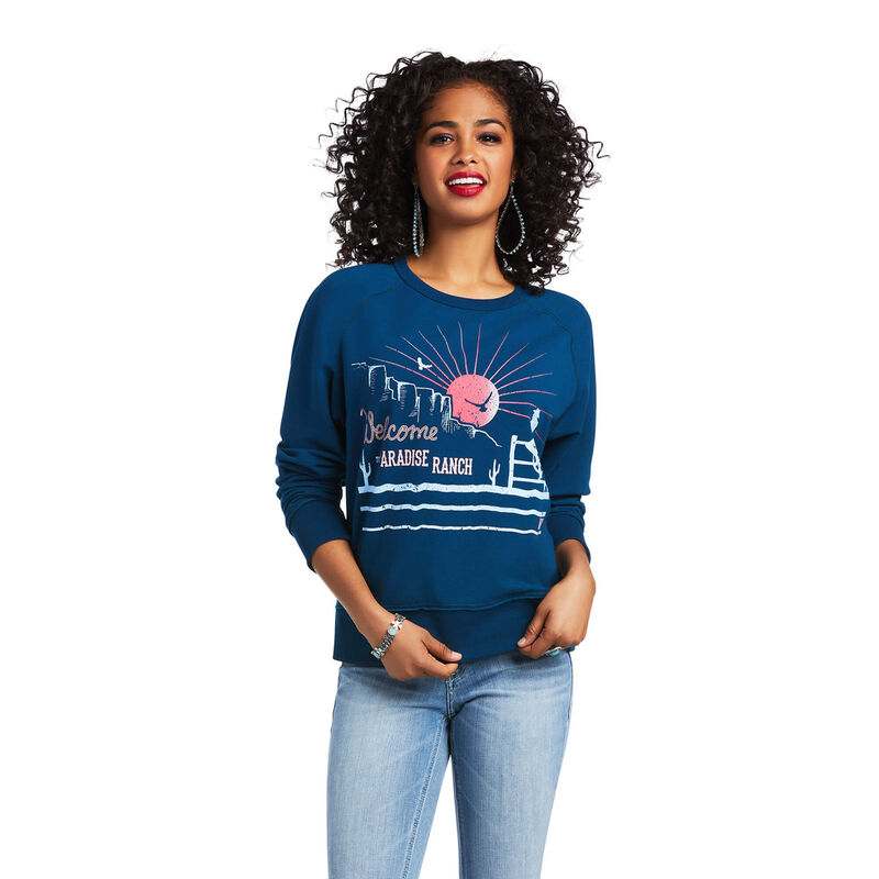 Ariat Sweatshirt Damen - Paradise Ranch Crew Blau ( GZREK-9270 )